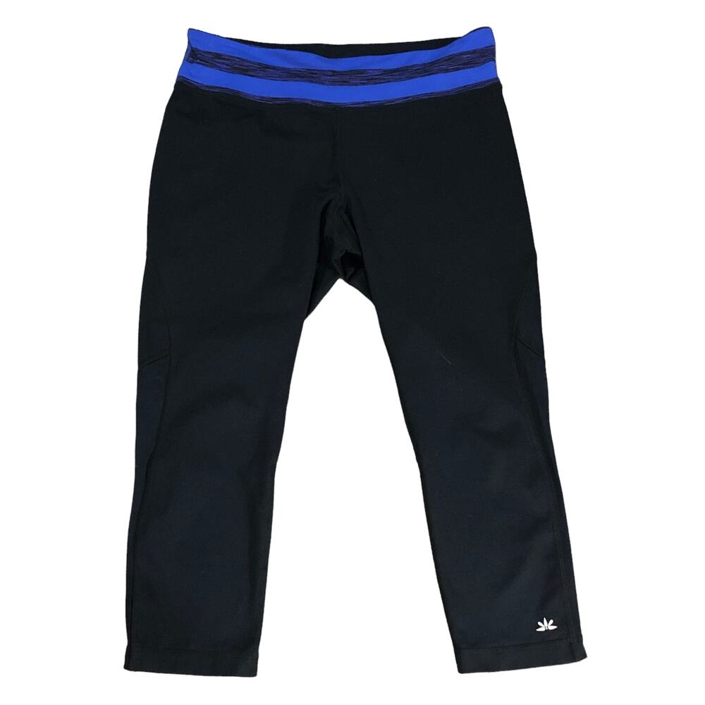 lukka Women's Black Blue Crop Exercise Workout Pant Bottom SIZE Medium